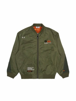 Men's Alpha Industries Aape X Alpha Ma-1 Lightweight Jacket Outerwear Olive | FHPSNL802