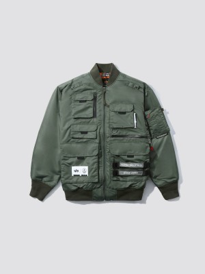 Men's Alpha Industries Alpha X Izzue Utility Ma-1 Jacket Outerwear Olive | JNHMLR086