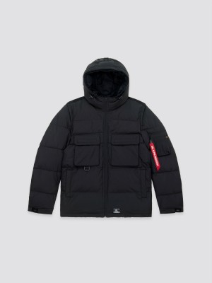 Men's Alpha Industries Hooded Puffer Jacket Outerwear Black | WBPCOM597