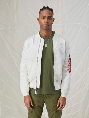 Men's Alpha Industries L-2b Dragonfly Blood Chit Gen Ii Bomber Jackets Outerwear White | GYOHVE430