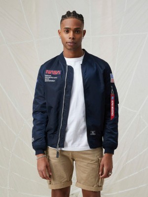 Men's Alpha Industries L-2b Nasa Gen Ii Bomber Jackets Blue | NXEFUG398