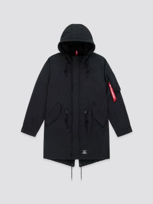 Men's Alpha Industries M-59 Fishtail Mod Parka Outerwear Black | NIFWRU067