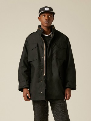 Men's Alpha Industries M-65 Field Jacket (Heritage) Outerwear Black | FCQWNJ417