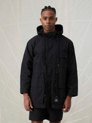 Men's Alpha Industries M-65 Mod Hooded Field Jacket Outerwear Black | DUZMOI013