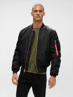 Men's Alpha Industries Ma-1 Bomber Jackets Slim Fit Outerwear Black | YOAHCV940