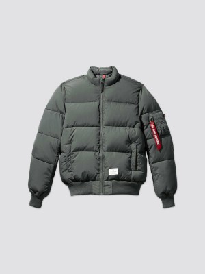 Men's Alpha Industries Ma-1 Quilted Bomber Jackets Outerwear Grey | WZIOVJ132