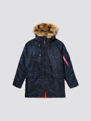 Men's Alpha Industries N-3b Slim Fit Parka Outerwear Blue | JMLNCB106