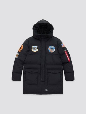 Men's Alpha Industries N-3b Squadron Quilted Parka Outerwear Black | YMDUHN934