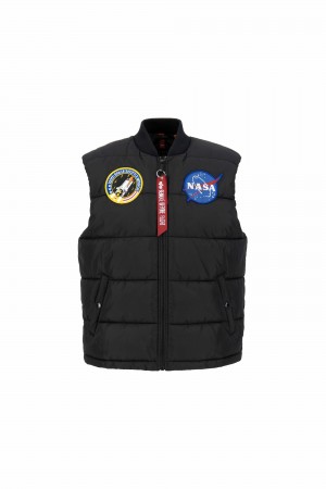 Men's Alpha Industries Nasa Puffer Vest Utility Jackets Black | FXAHTS384