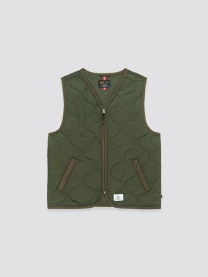 Men's Alpha Industries Quilted Liner Vest Utility Jackets Dark Green | GPLZQV508