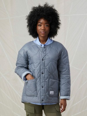 Women's Alpha Industries Contrast Quilted Liner W Outerwear Dark Blue Grey | TIRYQC547