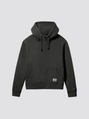 Women's Alpha Industries Essential Washed Hoodie Black | SYRQKB096