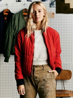 Women's Alpha Industries Imogene X Alpha Red Bomber Jackets Outerwear Red | XZBUAS851