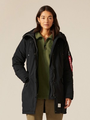 Women's Alpha Industries N-3b Altitude Mod Parka W Outerwear Black | IQDRJB453