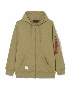 Women's Alpha Industries Unfrm Zip-up Hoodie Beige | WFAZCE689