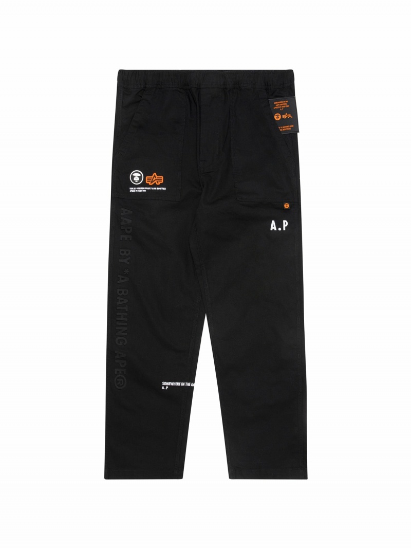 Men\'s Alpha Industries Aape X Alpha Fatigue Pants Pants & Shorts Black | DICLPN415