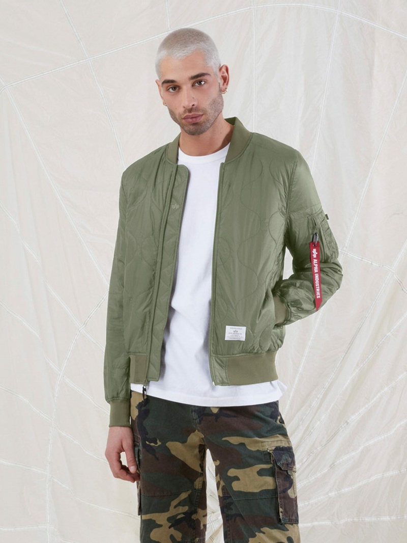 Men\'s Alpha Industries L-2b Quilted Bomber Jackets Outerwear Green | GXPBTM931