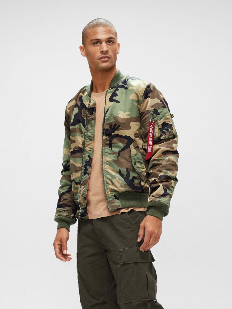 Men\'s Alpha Industries Ma-1 Bomber Jackets Slim Fit Outerwear Camo | NLJGFD469