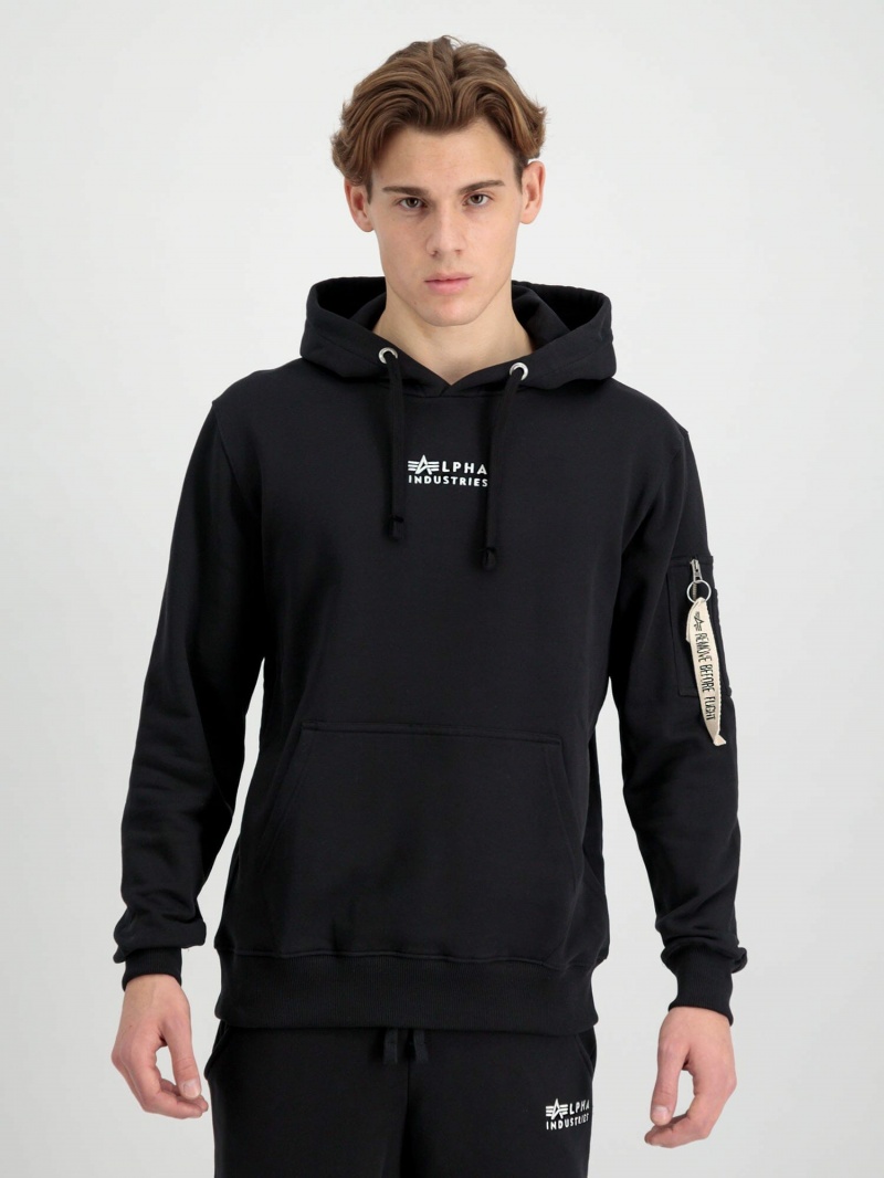 Men\'s Alpha Industries Organic Embroidered Hoodie Black | WKMOEV782