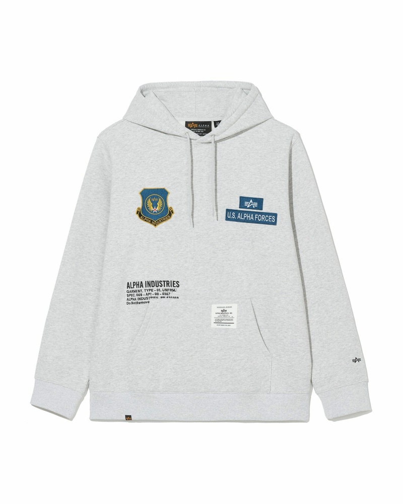 Men\'s Alpha Industries Unfrm Badge Hoodie Grey | PTKALR738