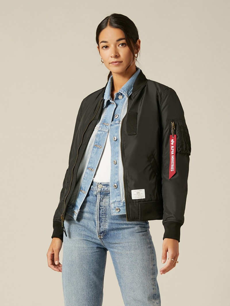 Women\'s Alpha Industries L-2b Skymaster Gen Ii Bomber Jackets Black | MQKJHR386