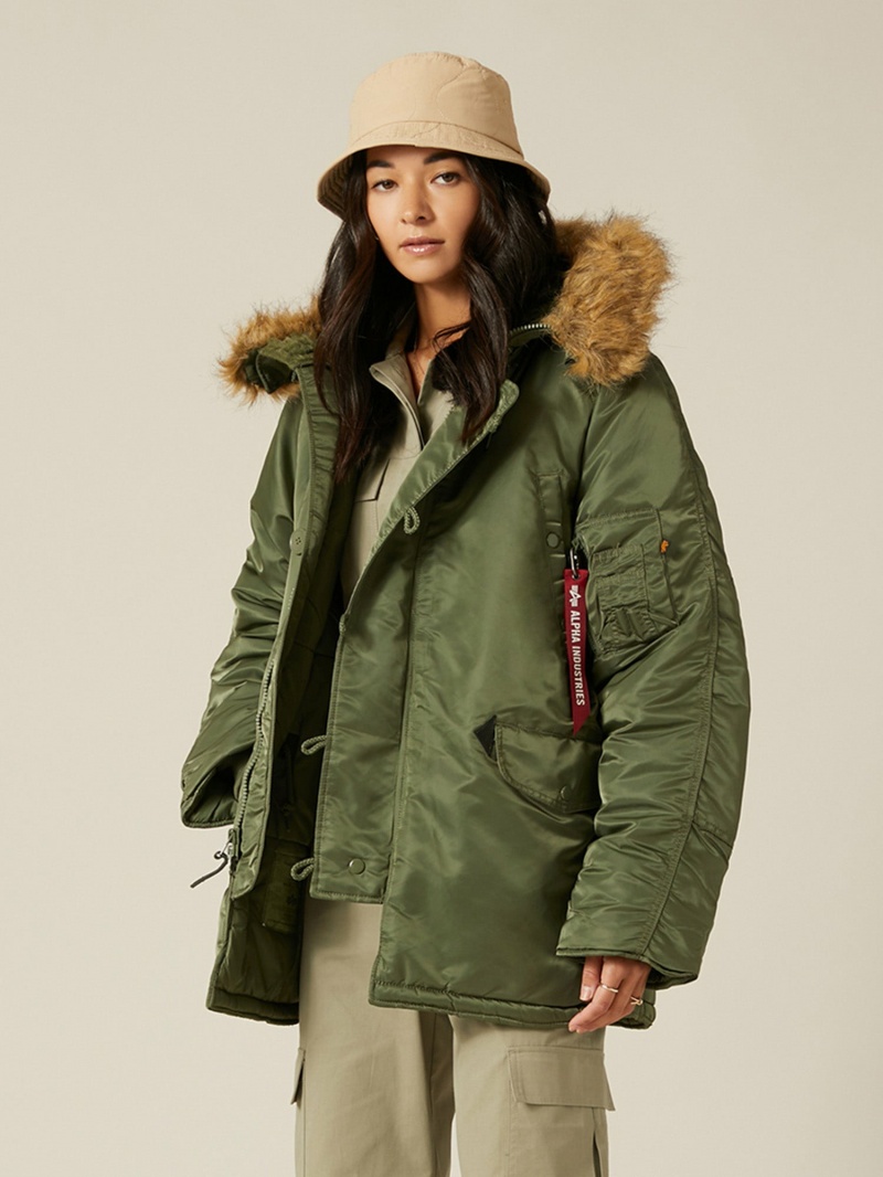 Women\'s Alpha Industries N-3b Parka (Heritage) Outerwear Olive Green | PGFYES130