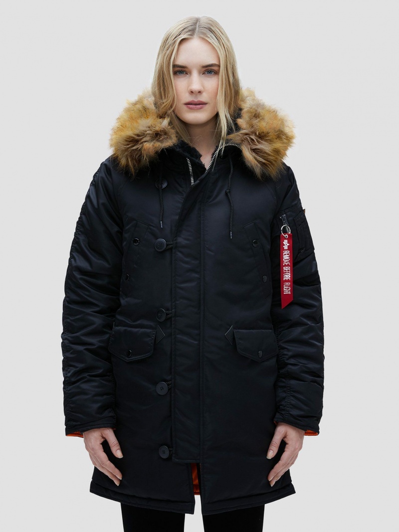 Women\'s Alpha Industries N-3b W Parka Outerwear Black | MKOLCH941