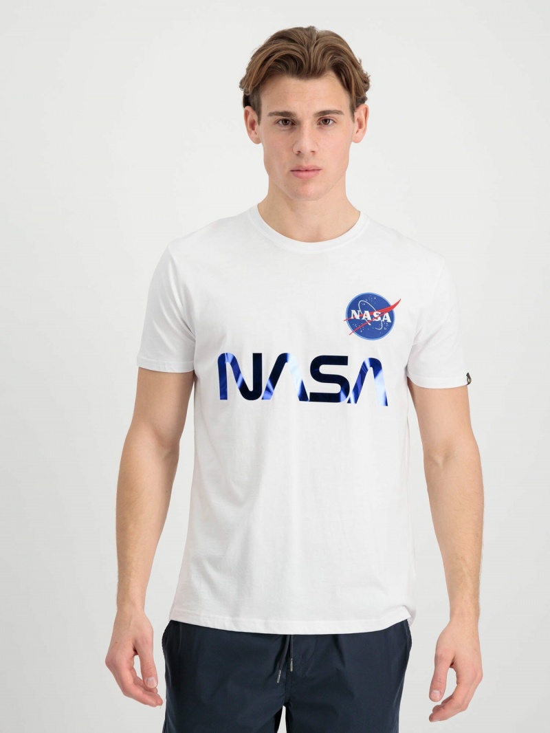 Women\'s Alpha Industries Nasa Reflective T Shirts White | AHQTEL523