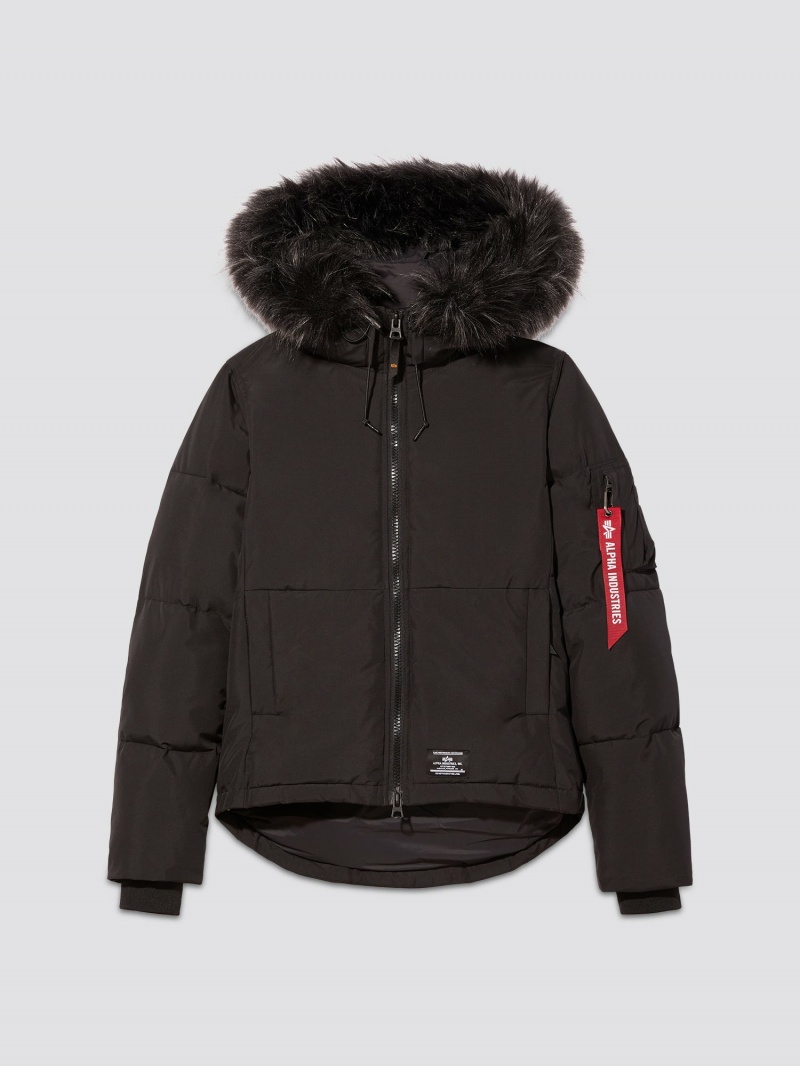 Women\'s Alpha Industries Short Parka Black | WBDAPQ291