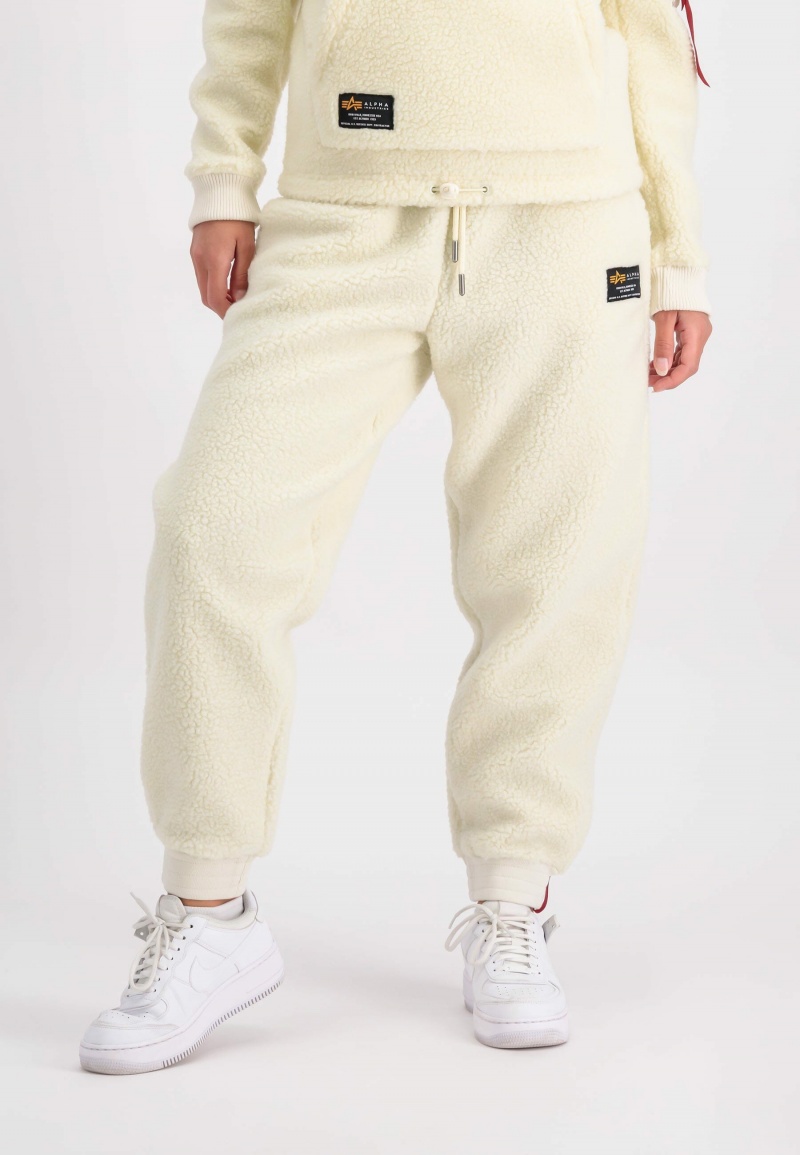 Women\'s Alpha Industries Teddy Jogger W Pants White | ISZDWM534